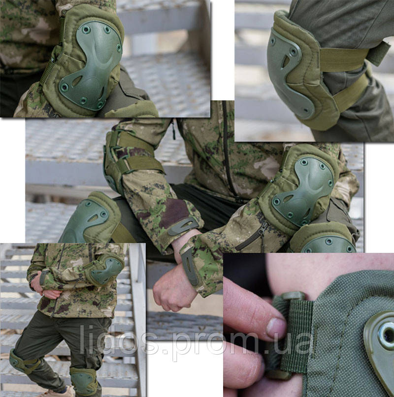 Наколенники и налокотники тактические (защитные) Eagle KN-04 Green / Наколенники тактические ld - фото 1 - id-p2152293054