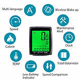 Велокомп'ютер бездротовий велосипедний лічильник одометр спідометр 27 функцій SD-579C з кнопкою, фото 8