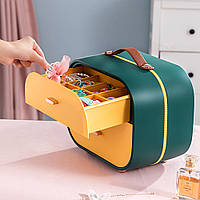 Скринька-органайзер для зберігання шпильок та грезинок Скринька для прикрас Зелено-жовтий