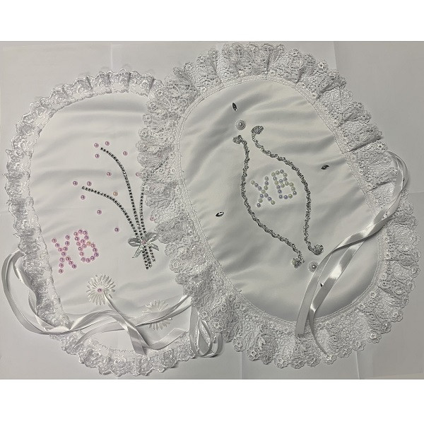 Накидка на пасхальний кошик велика атласна, біла, 50*35 см, асортимент, фото 1