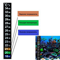 Термометр наклейка для аквариума 18-34C 13см, аквариумный градусник lb