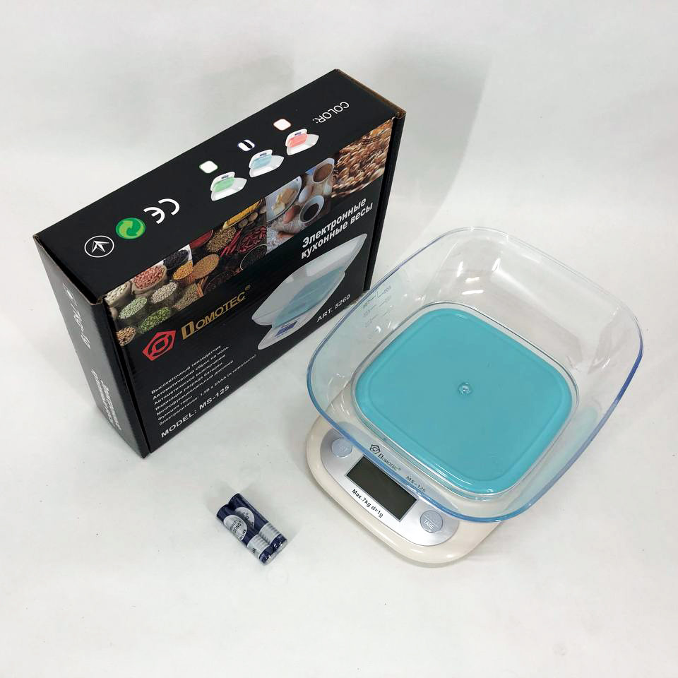 Ваги кухонні DOMOTEC MS-125 Plastic, ваги харчові, кулінарні ваги. EL-766 Колір: блакитний