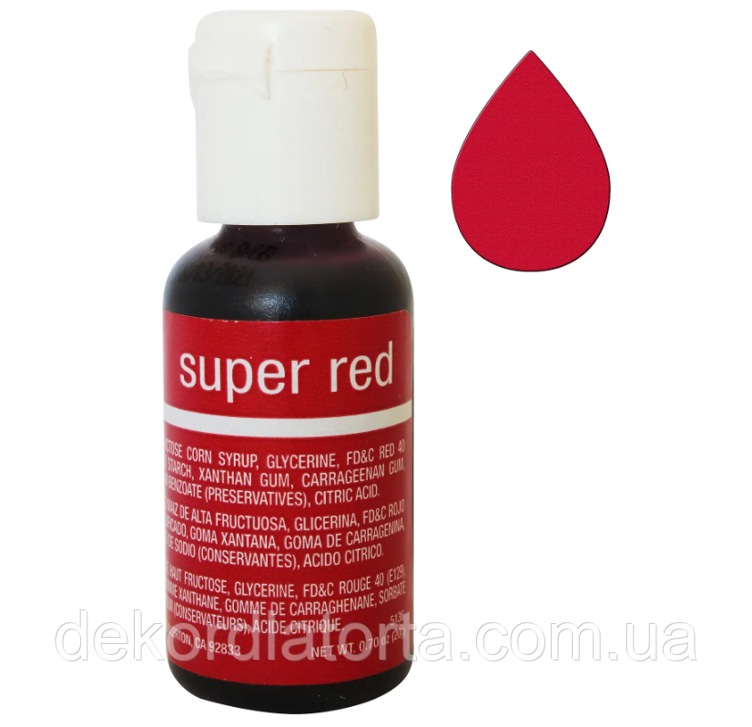 Гелевий барвник супер червоний Chefmaster (Super Red)