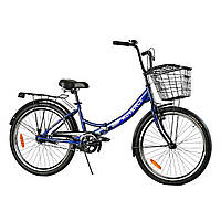 Городской складной велосипед рост 135-155 см 24 дюйма Corso Advance Синий