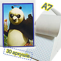 Блокнот детский А7 (74х104мм) / 30 аркушів, клітинка / Kung fu panda - панда №2