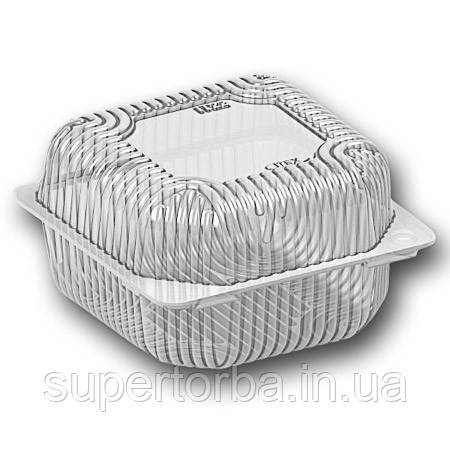 Блістерна одноразова упаковка з кришкою IT-22 розмір 131х131х79 об'єм 920 мл 50 шт/уп., фото 1