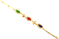 Браслет Xuping Позолота 18K "Три Цветных Кристалла Огранки Маркиз с Окантовкой Цирконий" длина 17,5 см