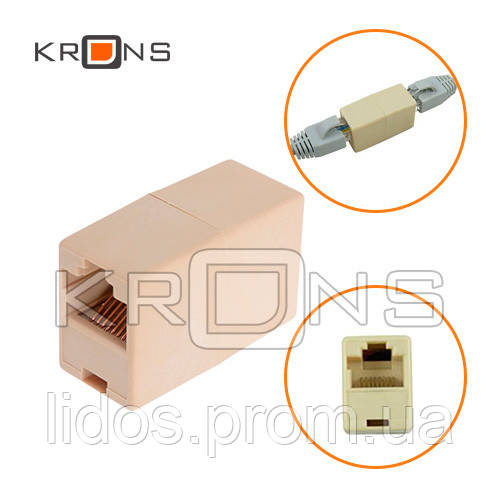 RJ45 соединитель джойнер витая пара сгонка UTP Cat5e Cat6 ld - фото 1 - id-p2152333346