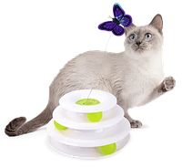 Интерактивная игрушка для кошек AFP 3202 Башня с бабочкой, 25 x 25.5 x 13.6 см