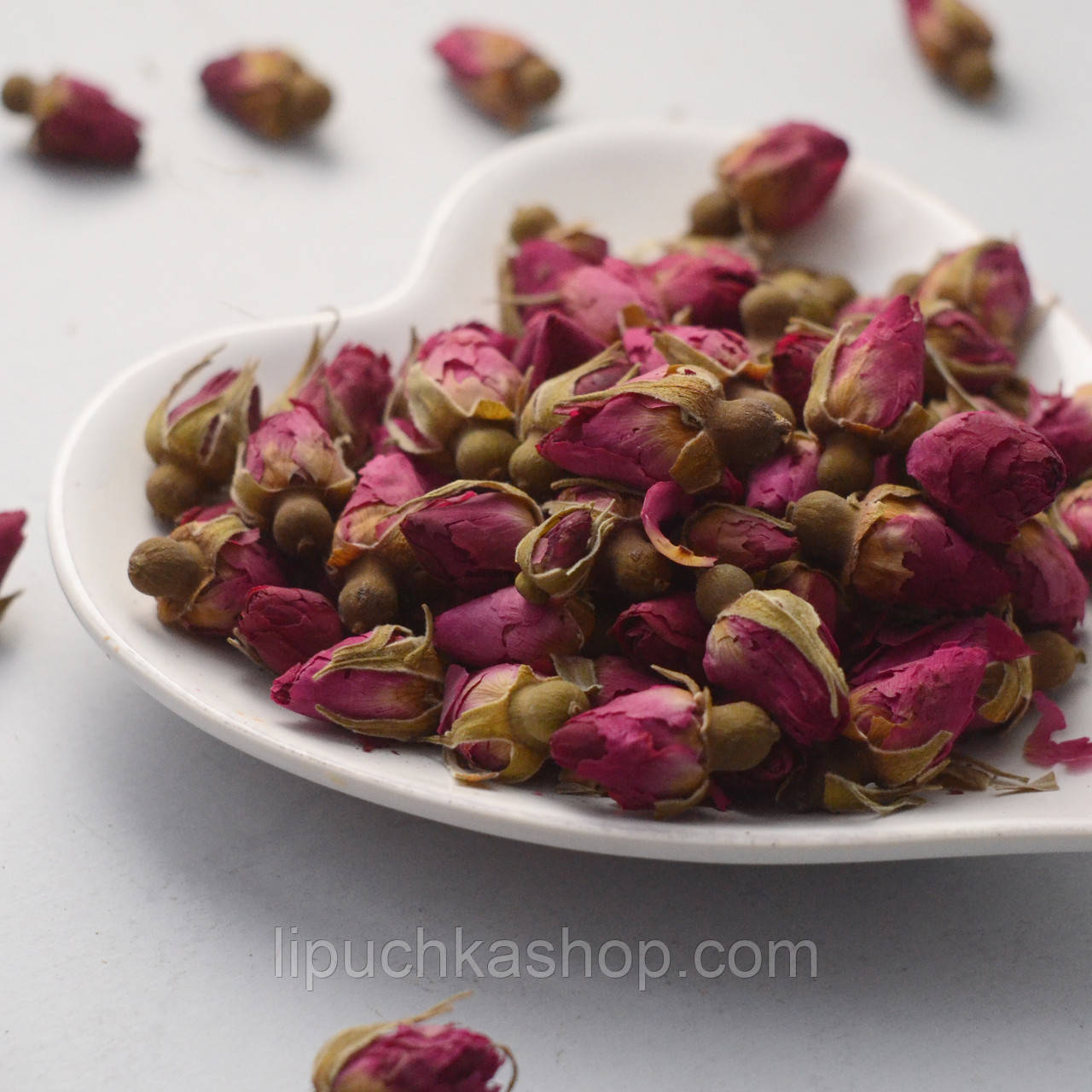 Сушена чайна троянда – бутони, 20 г (для чаю, десертів і декору), фото 1