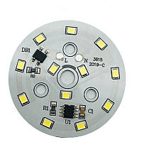 Світлодіодний LED-модуль 7Вт, 50мм AC220В плата для ремонту ламп 7Вт, теплий білий