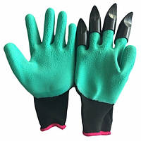 Садовые перчатки Garden Genie Gloves с когтями Черно-бирюзовые lb