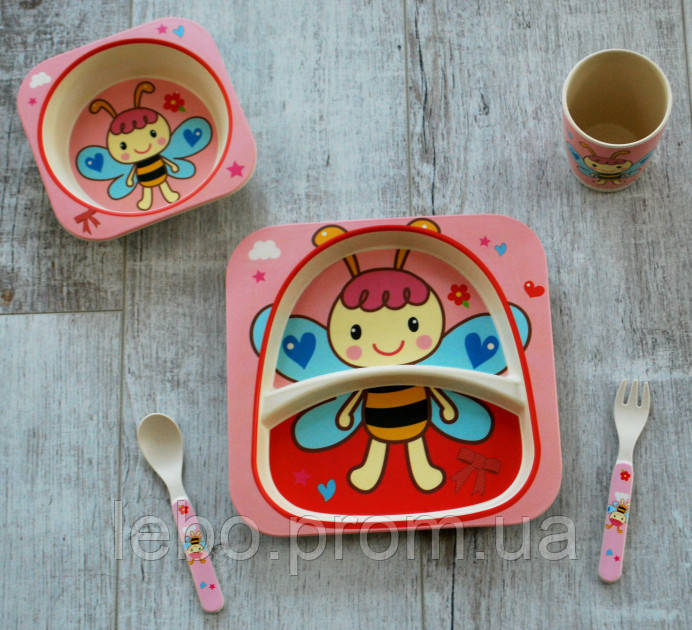 Набор детской посуды из бамбукового волокна Elite Lux 5 приборов Фея Пчелка lb - фото 1 - id-p2152357426