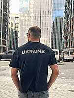 Чоловіча футболка оверсайз чорного кольору з принтом Ukraine 7213, фото 5