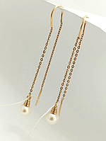 Золоті сережки протяжки з перлами, золоті сережки з перлами золоті сережки висячі 229040101920