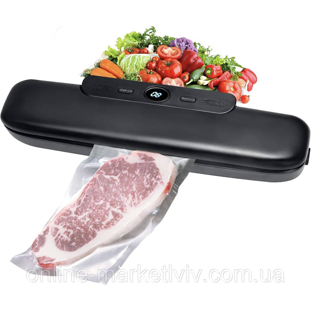 Вакуумний пакувальник для продуктів FK-7912, Чорний / Домашній вакууматор продуктів / Побутовий вакууматор для м'яса, фото 1