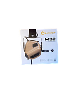 Активні навушники EARMOR M32 MOD3 тактичні (бойові) Coyote Brown піщані