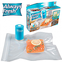 Вакууматор, Вакуумный упаковщик ручной для продуктов Vacuum Sealer Always Fresh в наборе 6 шт hd
