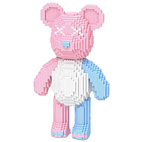 Конструктор 3D Magic Blocks в виде мишки Bearbrick 40 см 3031 деталей Розовый с голубым