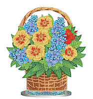 Діамантова мозаїка ПРЕМІУМ Квіти у кошику на підставці розміром 29х28 см
