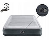 Надувне ліжко двоспальне Intex 67770 Сірий (203-152-33см) з вбудованим електричним насосом, фото 5