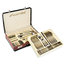 Набір столового приладдя з неіржавкої сталі в кейсі 72 пр Kamille KM-5216, фото 4