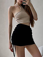 Стильная юбка с затяжками женская, мини плотный креп-дайвинг 42-46 (3) "BLABLADRESS" Sin824-1435