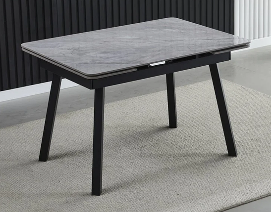 Madrid Ceramic стіл обідній 120(180)*85 глянцева сіра кераміка /чорний каркас ТМ Intarsio, фото 1