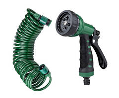 Набір для поливу, шланг спіральний 7.5м, конектор 1/2*2шт, 1/2"×3/4", пістолет 7функцій GRAD 5019065