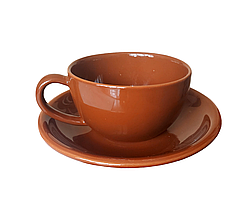 Чашка з блюдцем IDEAL Ceramic 250мл, коричнева