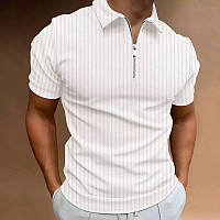 Стильная мужская белая футболка поло однотонная, летняя мужская футболка с воротником двунитка