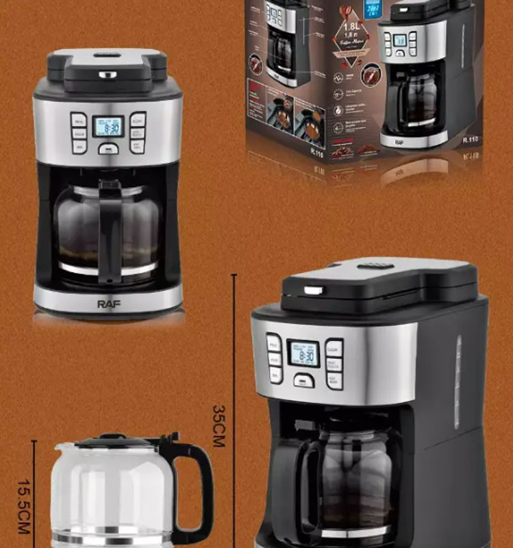 Кофеварка для дома электрическая RAF 110 машина для приготовления зернового кофе 1000Вт кофемашина эспрессо - фото 5 - id-p2152412660