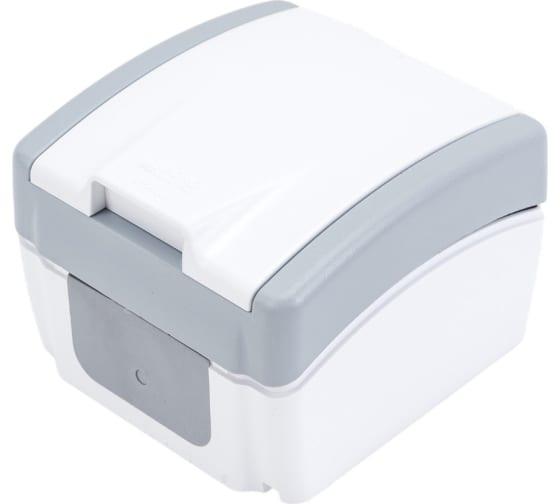 Розетка одинарна IP54 із заземленням та кришкою Mono Electric OCTANS сіра, фото 1