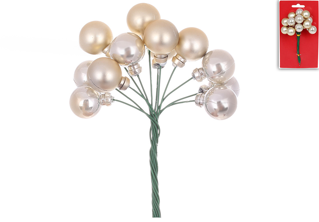 Букетик ягід для декору 12 шт, 2см, колір - шампань - 12 шт УПАКОВКА ТОВАР ВІД ВИРОБНИКА