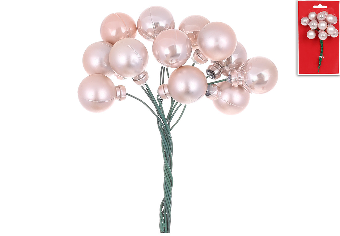 Букетик ягід для декору 12 шт, 2см, колір - ніжно-рожевий - 12 шт УПАКОВКА ТОВАР ВІД ВИРОБНИКА