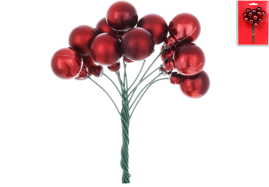 Букетик ягід для декору 12 шт, 2см, колір - бордо - 12 шт УПАКОВКА ТОВАР ВІД ВИРОБНИКА