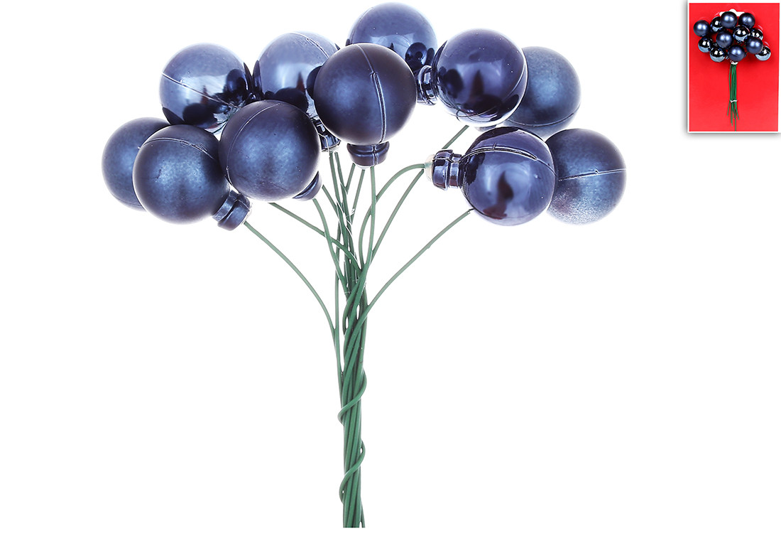 Букетик ягід для декору 12 шт, 2см, колір - синій - 12 шт УПАКОВКА ТОВАР ВІД ВИРОБНИКА