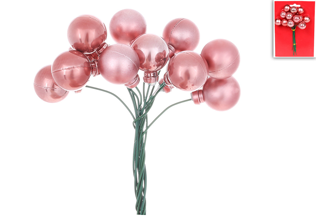 Букетик ягід для декору 12 шт, 2см, колір - темно-рожевий - 12 шт УПАКОВКА ТОВАР ВІД ВИРОБНИКА