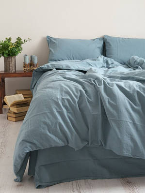 Постільна Білизна Варена Бавовна Limasso Akadeniz Mavisi Standart Блакитний Двоспальний Євро 200х220см