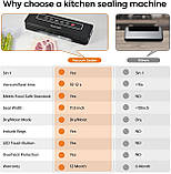 Вакуумна пакувальна машина, вакуумний пакувальник харчових пакетів, машина для вакуумування харчових продуктів, потужне всмоктуван, фото 3