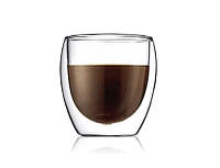 Стеклянный стакан для чая и кофе с двойными стенками и двойным дном А-Плюс 7001 Capuchino (380мл) ht