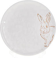 Набір 4 керамічних тарілки "Bunny" 21х21х2см buuba , білий з золотом
