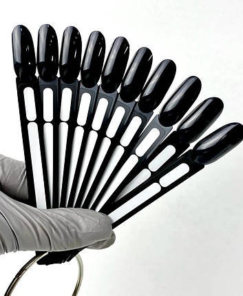 Проклеєна палітра для гель-лаків на кільці - мигдальна форма, 50 шт (чорна), фото 2