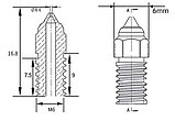 Сопло MK8 для 3Д-принтерів Creality Ender-3 V2/ -3 V3/ -3 V3 SE/ 5/ 5 Pro/ 5 Plus/ 7, Хромоцирконієва мідь, M6X1,, фото 5