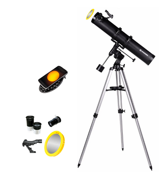 Телескоп Bresser Galaxia II 114/900 EQ Solar Carbon з сонячним фільтром і адаптером для смартфона (4614909)