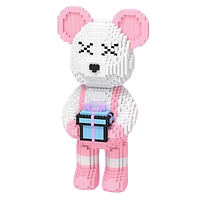Конструктор Magic Blocks в виде мишки Bearbrick с подарком Цвет Розовый 43 см