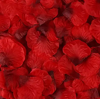 Пелюстки троянд штучні декоративні із тканини 100 штук 45 на 40 мм червоно-чорний