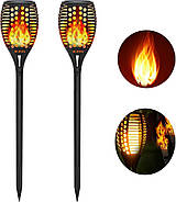 Садовий ліхтар-факел 1 шт в упаковці на сонячній батареї 40 см 6017, фото 2