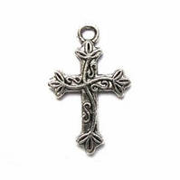 Метал. підвіска "хрестик" срібло (1,6х2,5 см) 8 шт. в уп.