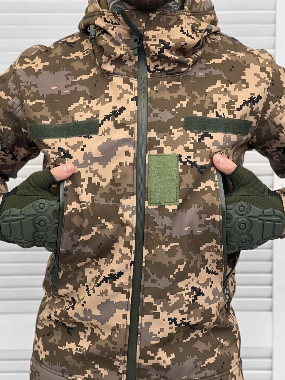 Тактическая куртка пиксель на флисе softshell, Военная куртка пиксель на флисе водоотталкивающая окоп ВСУ - фото 6 - id-p2152536199